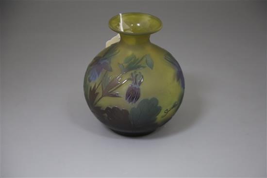 A Galle cameo glass globular vase, c.1910, H. 14.5cm